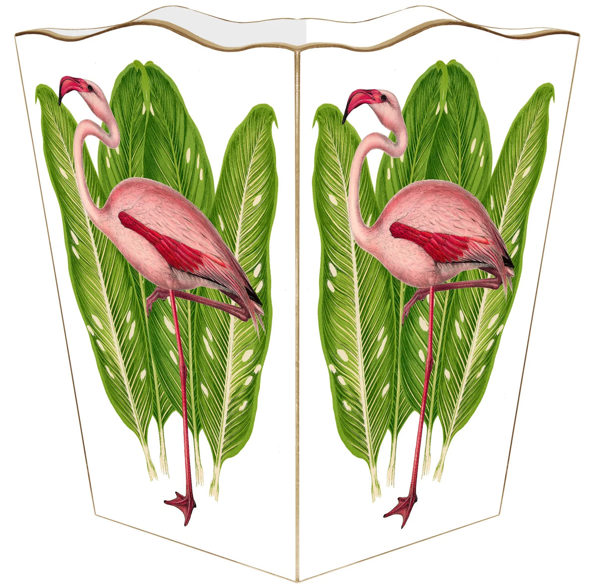 Flamingo on Palms Wastepaper Basket