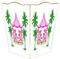 Chic Monkey with Palms Pink Wastebasket